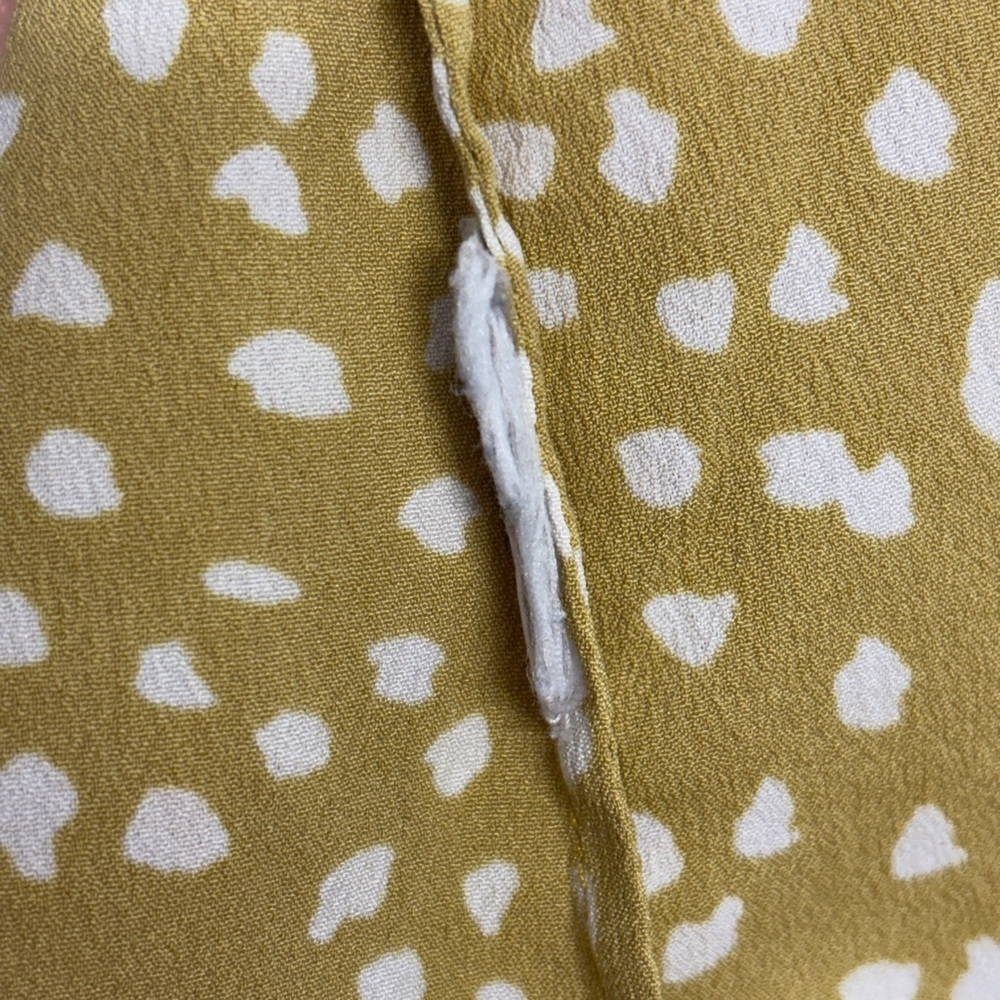 Banana republic mustard yellow button down blouse 12 tie neck short sleeve shirt - Picture 5 of 8